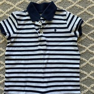 Ralph Lauren Navy and White Striped Polo Romper